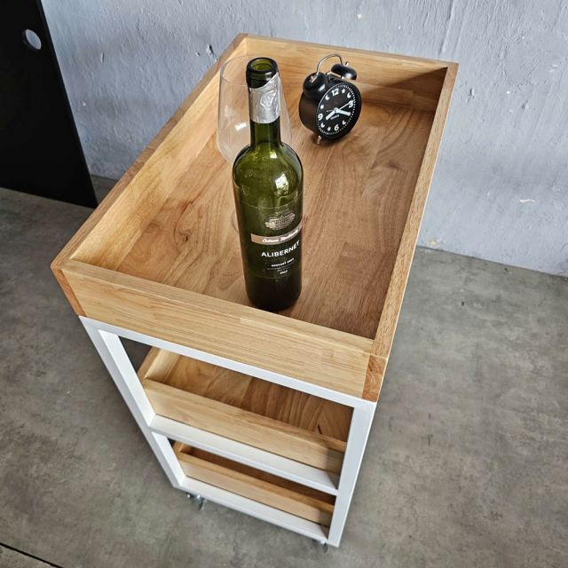 Kệ bếp di động Kitchenshelf 3 tầng 40x60x80cm gỗ cao su KB68001