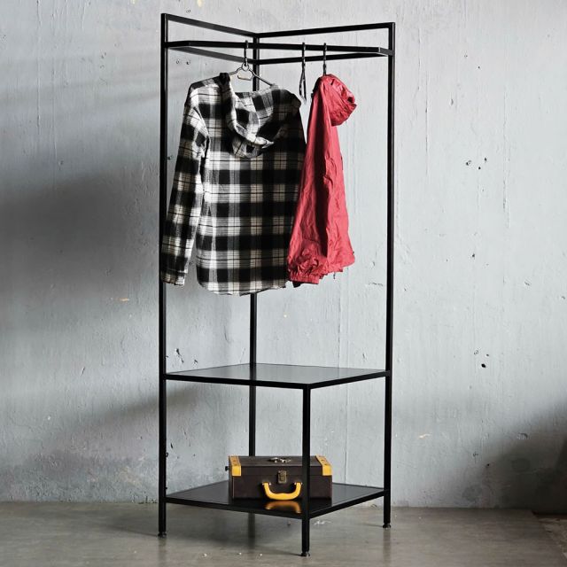 Kệ treo quần áo để góc tường 60x60x180cm gỗ cao su KQA68064