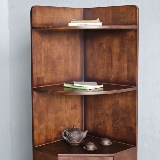 Kệ góc tường 48x48x165cm gỗ cao su KGT68032