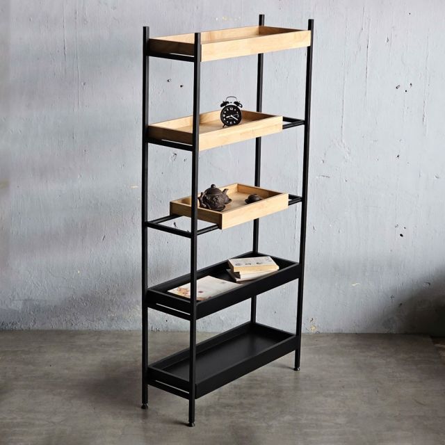 Kệ trang trí 80x32x170cm gỗ cao su KS68283