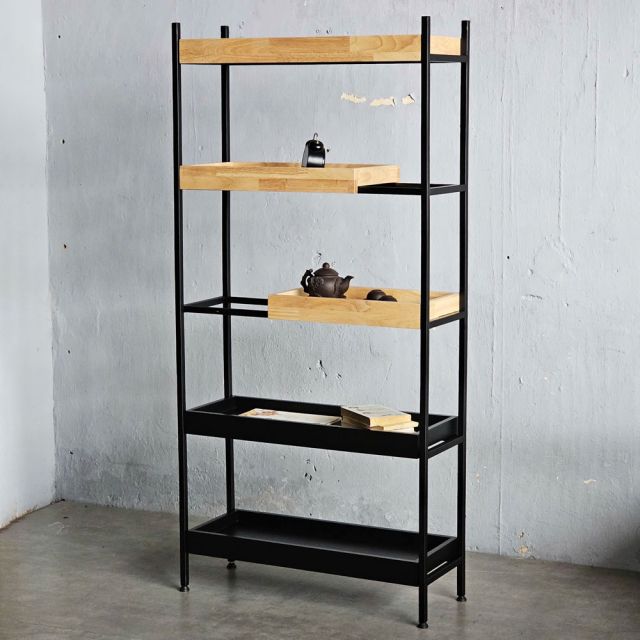 Kệ trang trí 80x32x170cm gỗ cao su KS68283