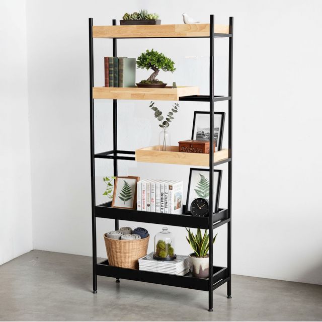 Kệ ray trượt 5 tầng 82x30x170cm gỗ cao su KS68283 Kệ ray trượt 5 tầng 82x30x170cm gỗ cao su KS68283