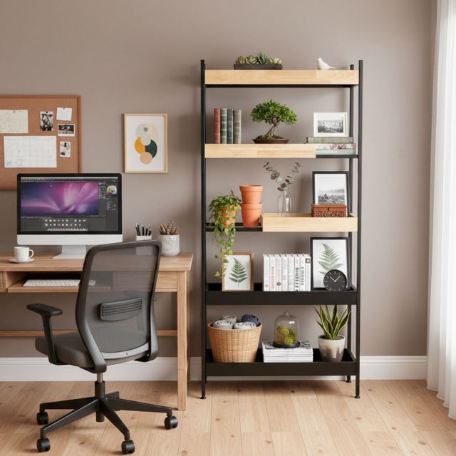 Kệ trang trí 80x32x170cm gỗ cao su KS68283