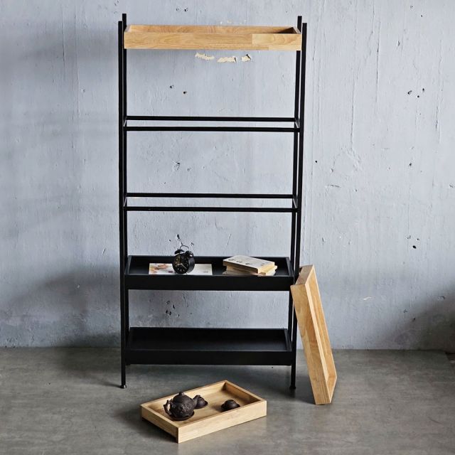 Kệ trang trí 80x32x170cm gỗ cao su KS68283