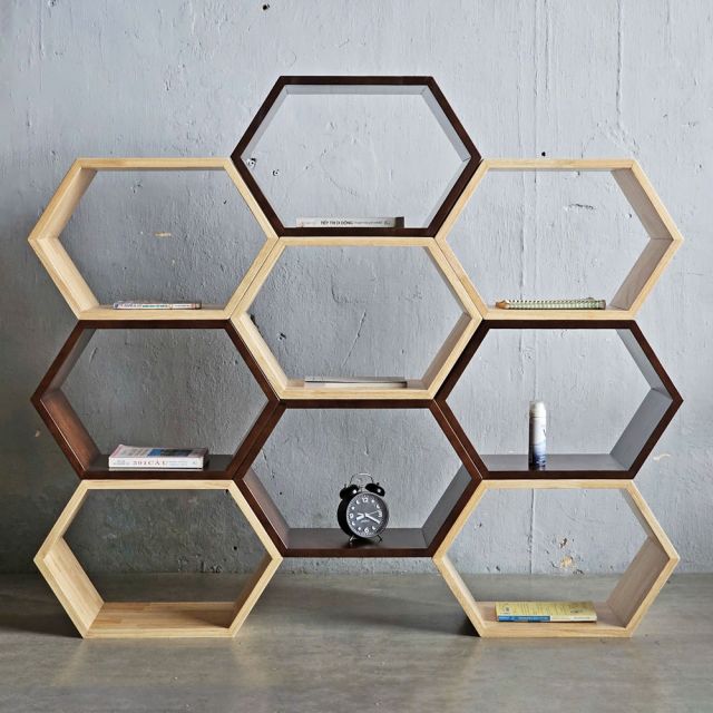 Kệ tổ ong xếp chồng 130x25x112cm gỗ cao su KS68280
