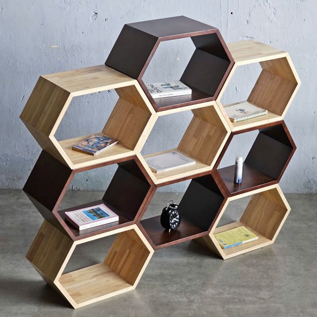 Kệ tổ ong xếp chồng 130x25x112cm gỗ cao su KS68280
