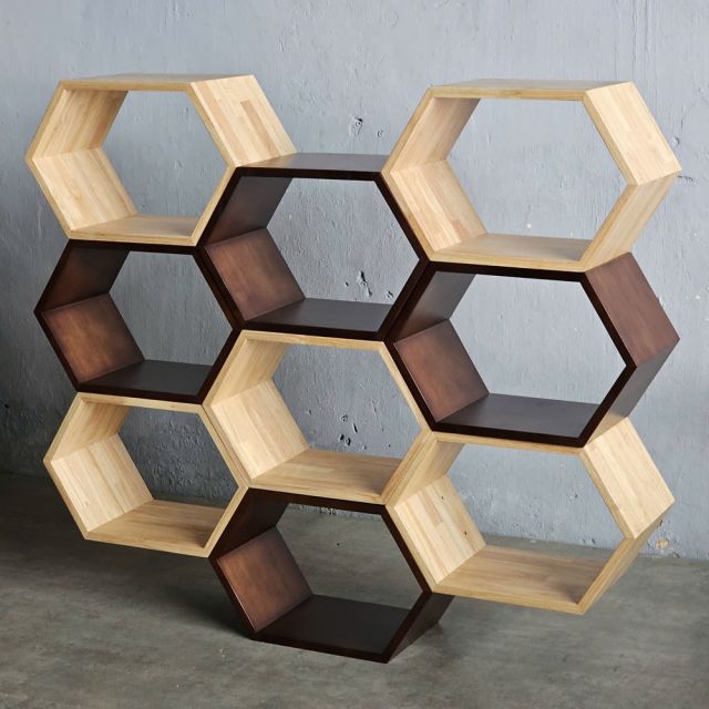 Kệ tổ ong xếp chồng 130x25x112cm gỗ cao su KS68280