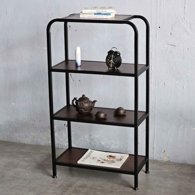 Kệ trang trí khung sắt 60x30x120cm gỗ cao su KTB68202