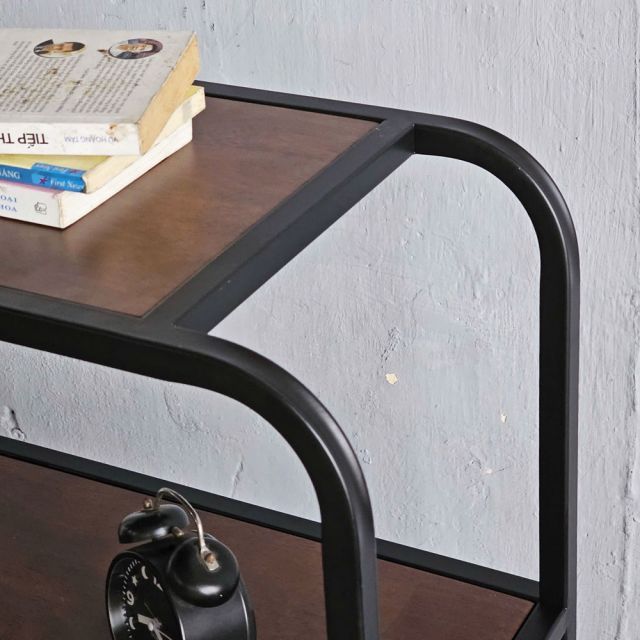Kệ trang trí khung sắt 60x30x120cm gỗ cao su KTB68202