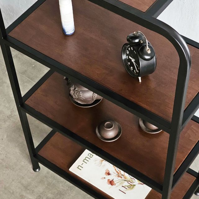Kệ trang trí khung sắt 60x30x120cm gỗ cao su KTB68202