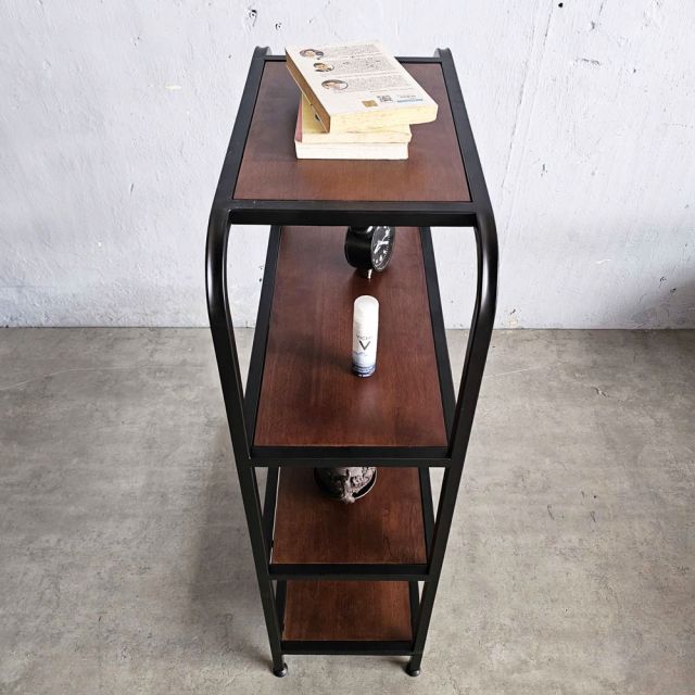 Kệ trang trí khung sắt 60x30x120cm gỗ cao su KTB68202