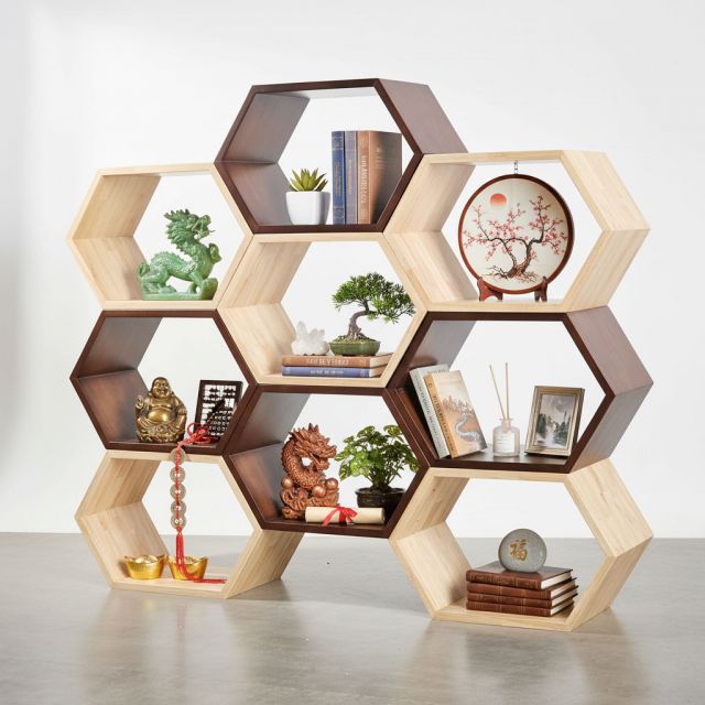 Kệ tổ ong xếp chồng 130x25x112cm gỗ cao su KS68280 Kệ tổ ong xếp chồng 130x25x112cm gỗ cao su KS68280