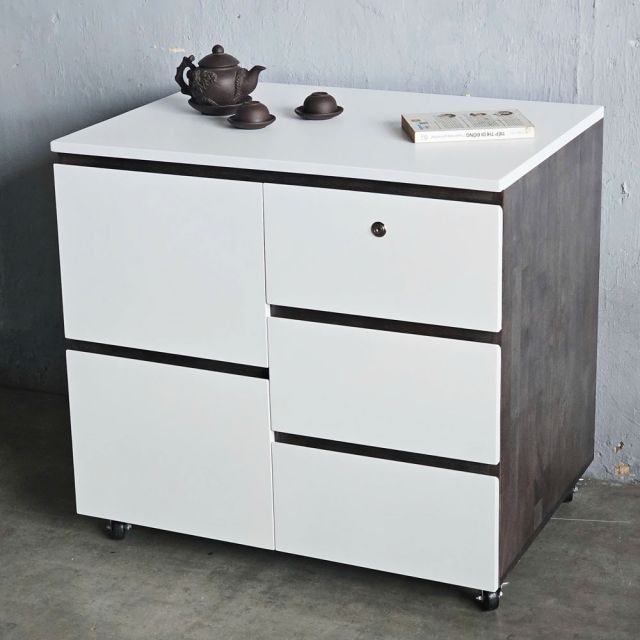 Bàn đảo bếp di động 80x50x75cm gỗ cao su KB68052