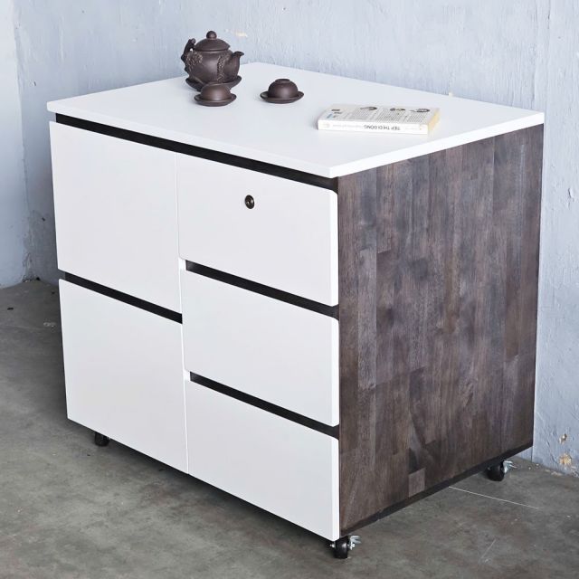 Bàn đảo bếp di động 80x50x75cm gỗ cao su KB68052