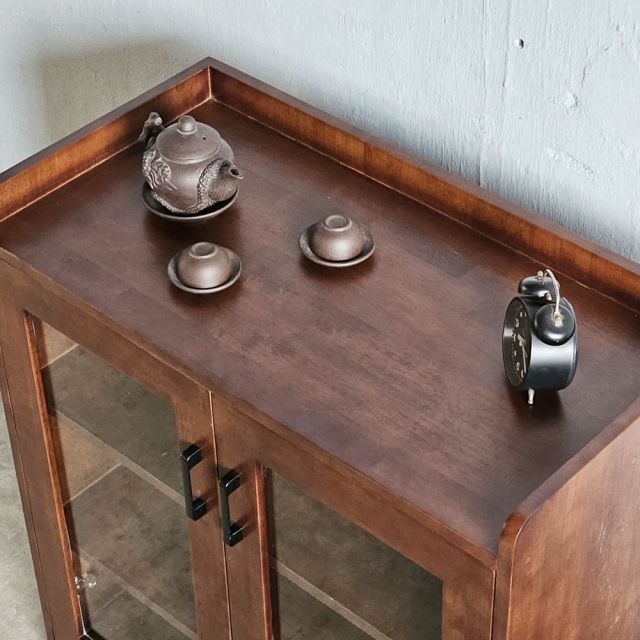 Tủ phòng ăn cửa kính 80x40x82cm gỗ cao su TPA021