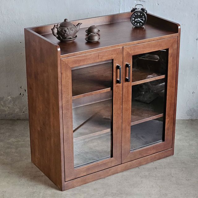 Tủ phòng ăn cửa kính 80x40x82cm gỗ cao su TPA021
