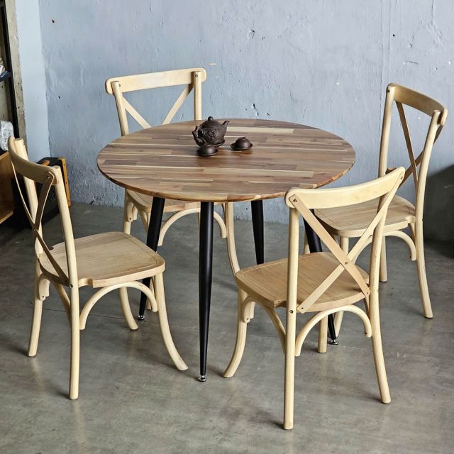 Combo bàn ăn tròn và 4 ghế Bistro gỗ BBA176