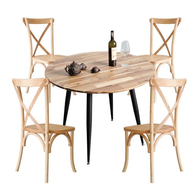 Combo bàn ăn tròn và 4 ghế Bistro gỗ BBA176