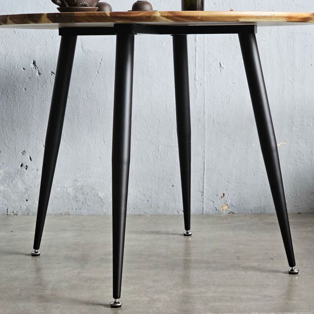 Bàn ăn tròn đk 100cm gỗ tràm chân sắt CONE BA68209