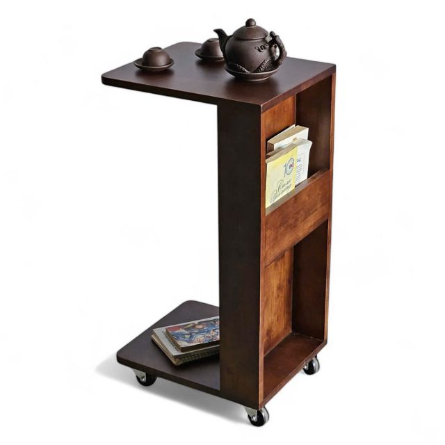 Bàn bên sofa di động 40x33x70cm gỗ cao su SST040