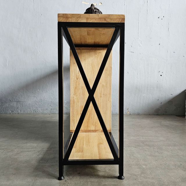Bàn console có tủ kính 150x30x70cm gỗ cao su CST092