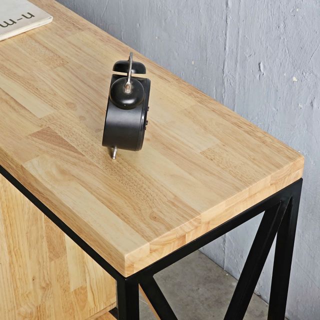 Bàn console có tủ kính 150x30x70cm gỗ cao su CST092