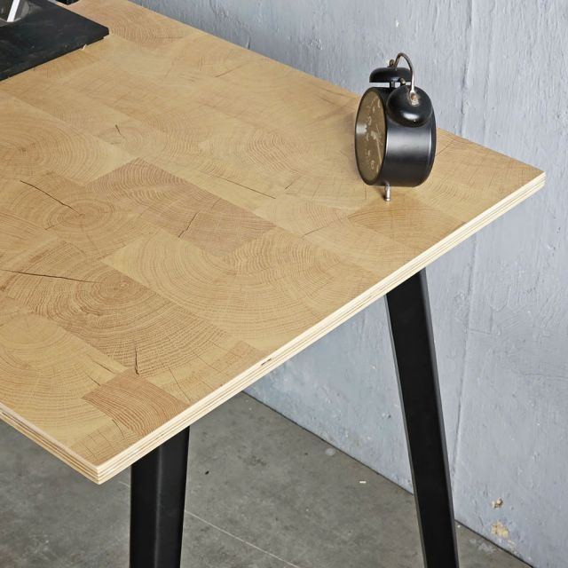 Bàn làm việc 140x60cm gỗ plywood vân Cut Trunk hệ Đa Giác HDG024