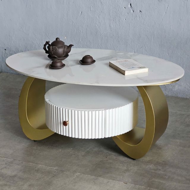 Bàn sofa hình Ellipse 100x60cm đá ceramic TT68314