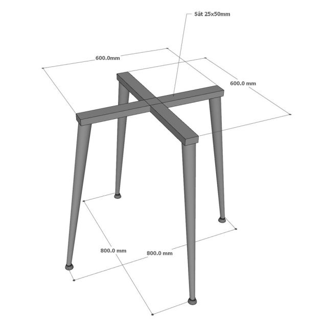 Chân sắt ống CONE cho bàn ăn tròn sơn tĩnh điện CHBBA035