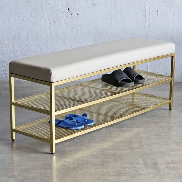 Kệ giày 2 tầng khung sắt có nệm ngồi KG68042
