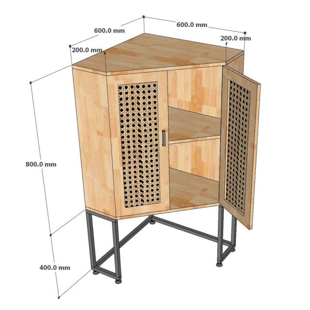 Kệ góc tường 60x60x120cm gỗ cao su KGT68033