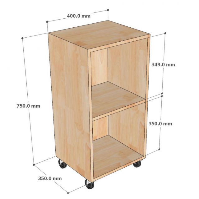 Kệ hồ sơ di động 40x30x75cm gỗ cao su THS68073