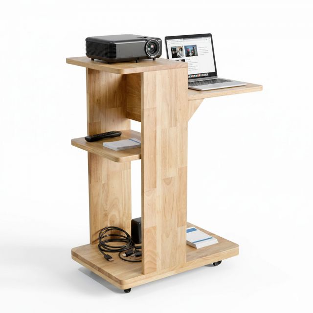 Kệ máy chiếu di động gỗ cao su KMI68005