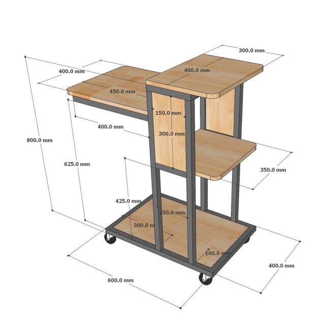 Kệ máy chiếu di động gỗ cao su KMI68004