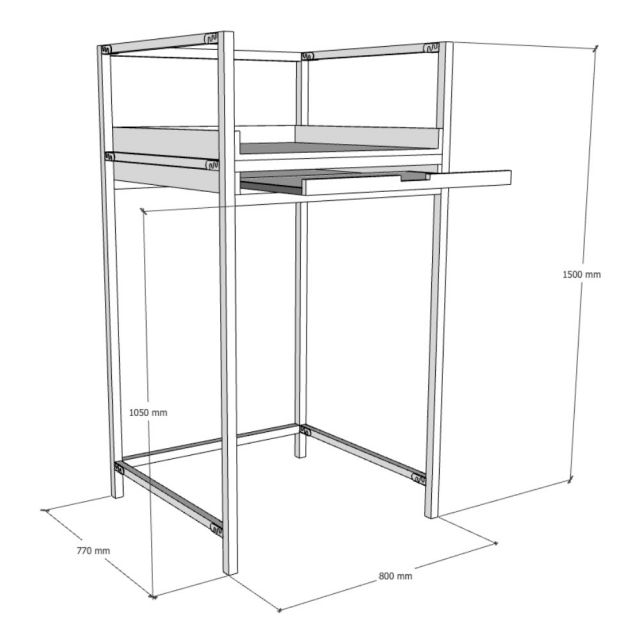 Kệ máy giặt máy sấy 80x77x150cm có ray trượt để giỏ đồ giặt KMG68018