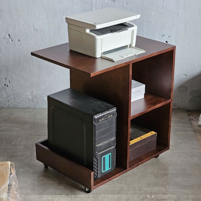 Kệ máy in kèm kệ CPU gỗ tự nhiên KMI68001