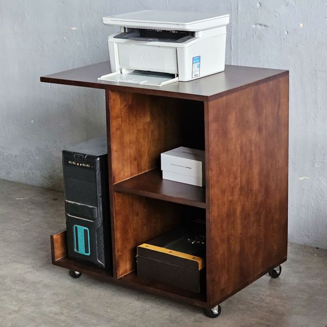 Kệ máy in kèm kệ CPU gỗ tự nhiên KMI68001