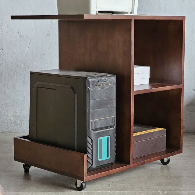 Kệ máy in kèm kệ CPU gỗ tự nhiên KMI68001