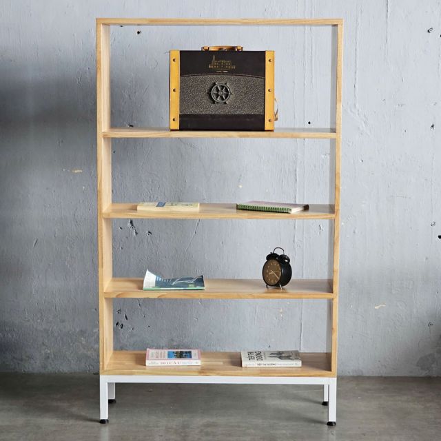 Kệ sách 4 tầng gỗ cao su chân sắt KS68284