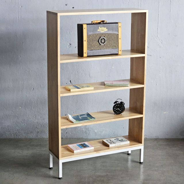 Kệ sách 4 tầng gỗ cao su chân sắt KS68284