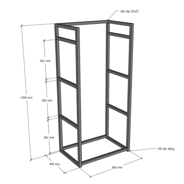 Kệ sách 4 tầng 60x40x130cm gỗ cao su KS68287