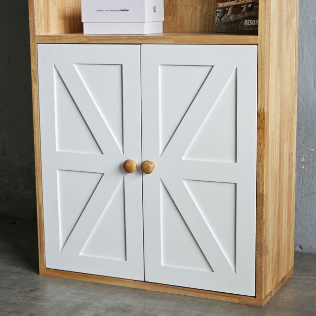 Kệ sách có ngăn tủ 60x26x180cm gỗ cao su KS68290