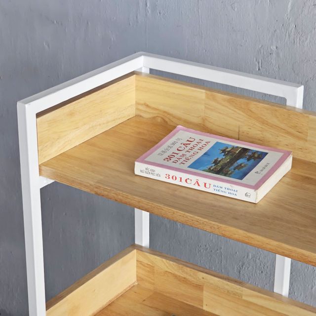 Kệ sách 4 tầng di động 80x30x120cm gỗ cao su KS68279