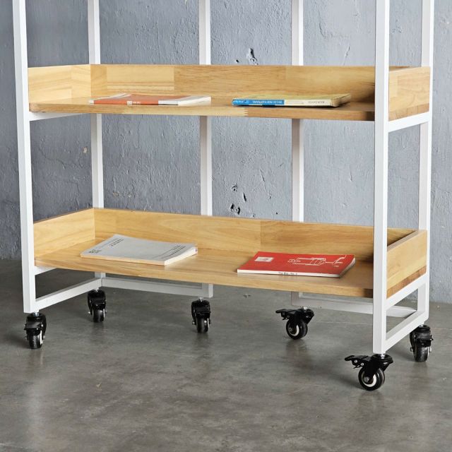 Kệ sách 4 tầng di động 80x30x120cm gỗ cao su KS68279