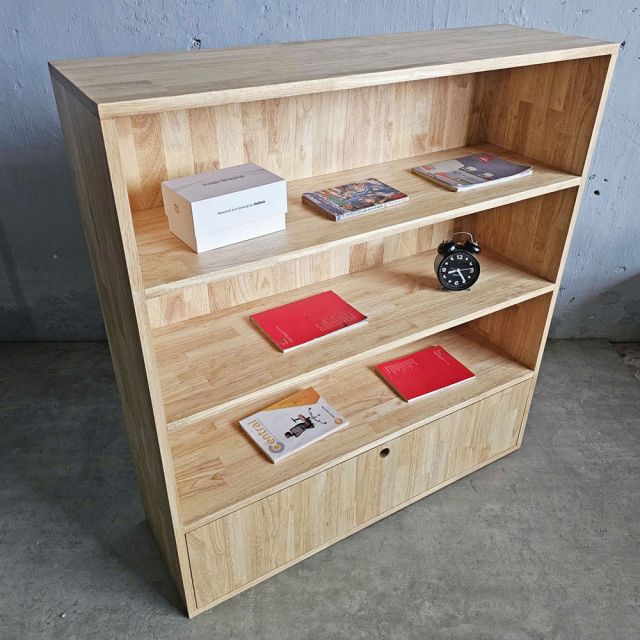 Kệ sách có ngăn kéo 100x30x106cm gỗ cao su KS68289