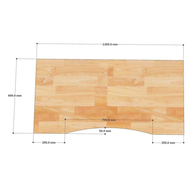 Mặt bàn làm việc cắt khuyết 120x60cm gỗ cao su dày 17mm MB052