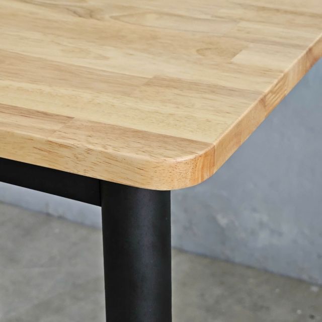 Bàn vuông 70cm gỗ tự nhiên chân sắt tròn BA68151