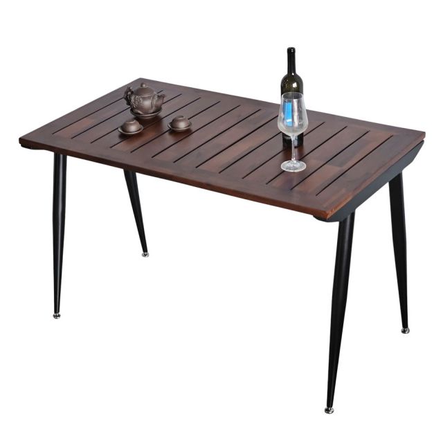 Bàn ăn ngoài trời 120x70cm gỗ tràm chân sắt CONE BA68216