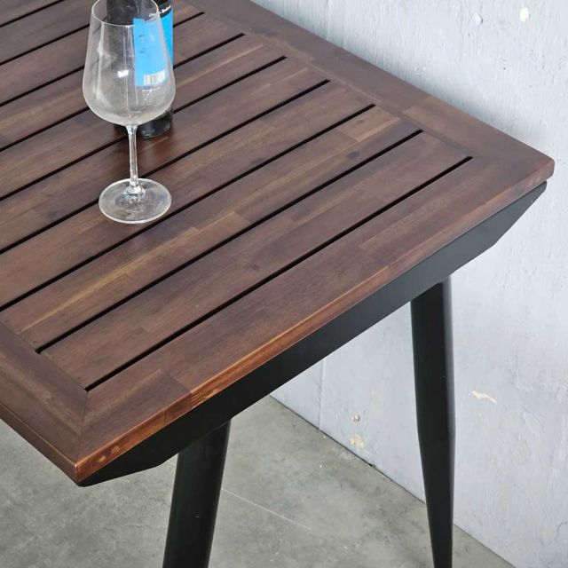 Bàn ăn ngoài trời 120x70cm gỗ tràm chân sắt CONE BA68216