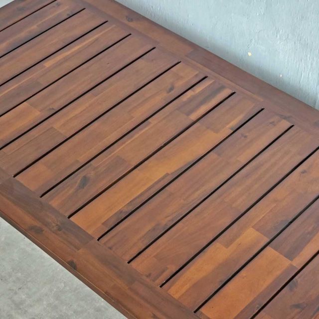 Bàn ăn ngoài trời 120x70cm gỗ tràm chân sắt CONE BA68216